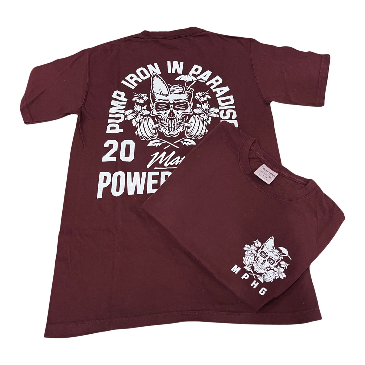PUMP IRON IN PARADISE - Maroon Oversized