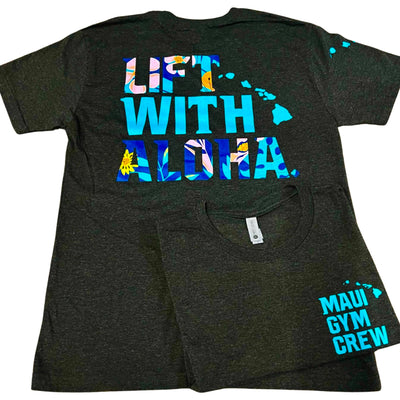 LIFT WITH ALOHA: Floral Black Tee